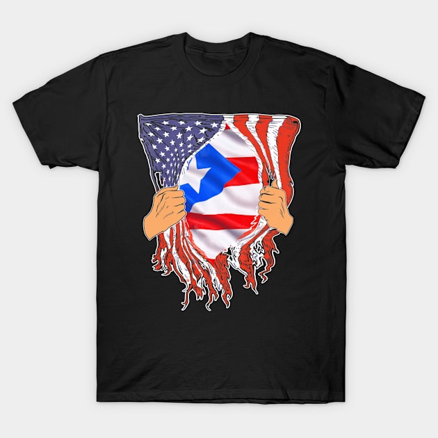 Puerto Rican Blood Inside Me Puerto Rico American Flag T-Shirt by AdrianBalatee